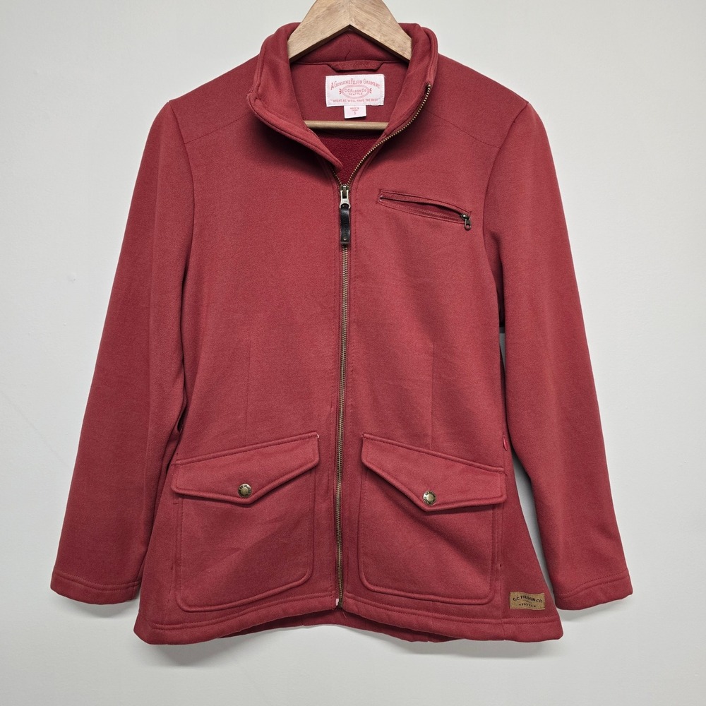 Filson Full Zip Fleece Jacket Womens Size S Red Polyester Pocket Gorpcore